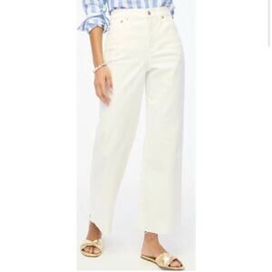 J. Crew NWT Women's Wide Leg Crop Jeans with All-Day Stretch White Sz 24P Petite